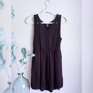 Forever 21 Black Gauze Lace Mini Dress (L)